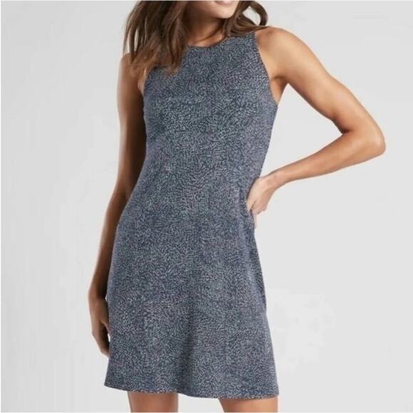 Athleta Santorini sleeveless dress navy and white size petite medium - Picture 1 of 9